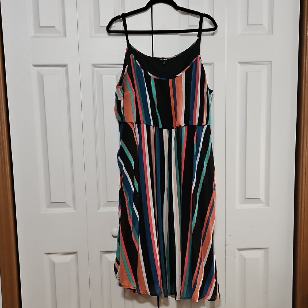 *PRICE FIRM* Torrid Black Multicolor Striped Midi Dress